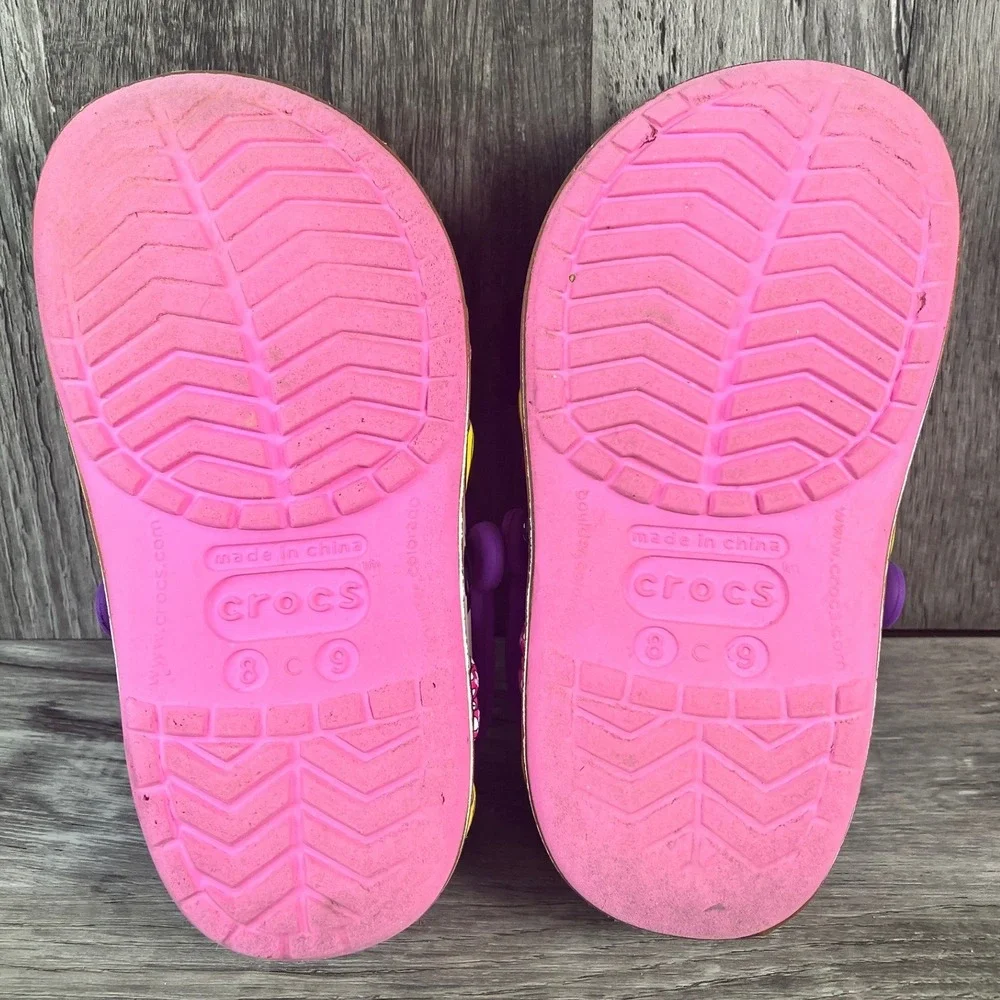 Crocs Disney Minnie Mouse Pink Purple Clogs Toddler Girls Size 8/9 Slip On Shoes
